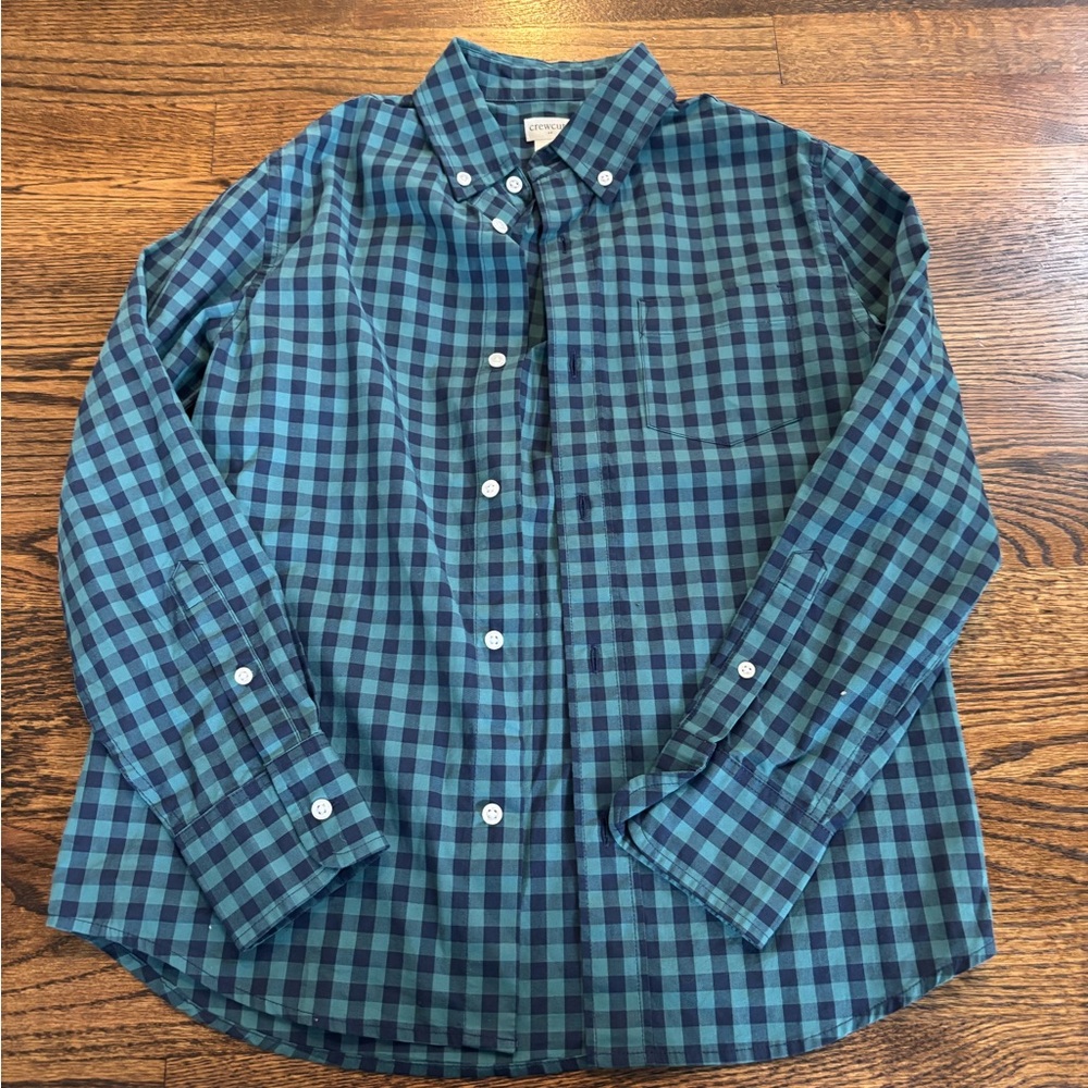 J. Crew Factory Kids Blue Checkered Button Down Shirt